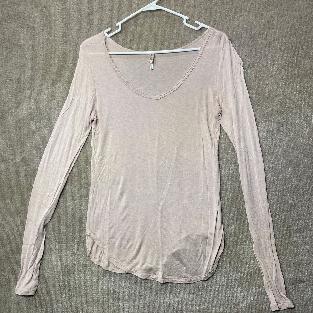 BKE core Top Women S Pink Long Stretch Casual Boho Minimalist Soft Lounge Layers